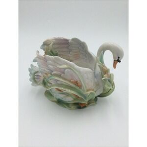 Franz Collection Southern Splendor Swan Candleholder Planter FZ01556 HandPainted
